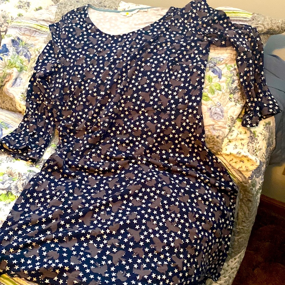Boden…3/4 sleeve dress…navy/gray…12R